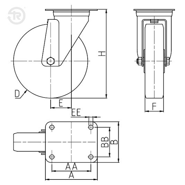 Tellure Rota Ruota Serie 65GH in Poliuretano TR Supporto EXTRAPESANTE Rotante - TELLURE ROTA - Immagine 2